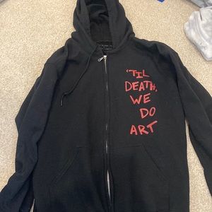 Black Graphic Zipup Hoodie